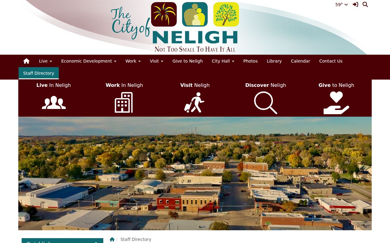 Neligh warrant search reference showing the official city staff directory