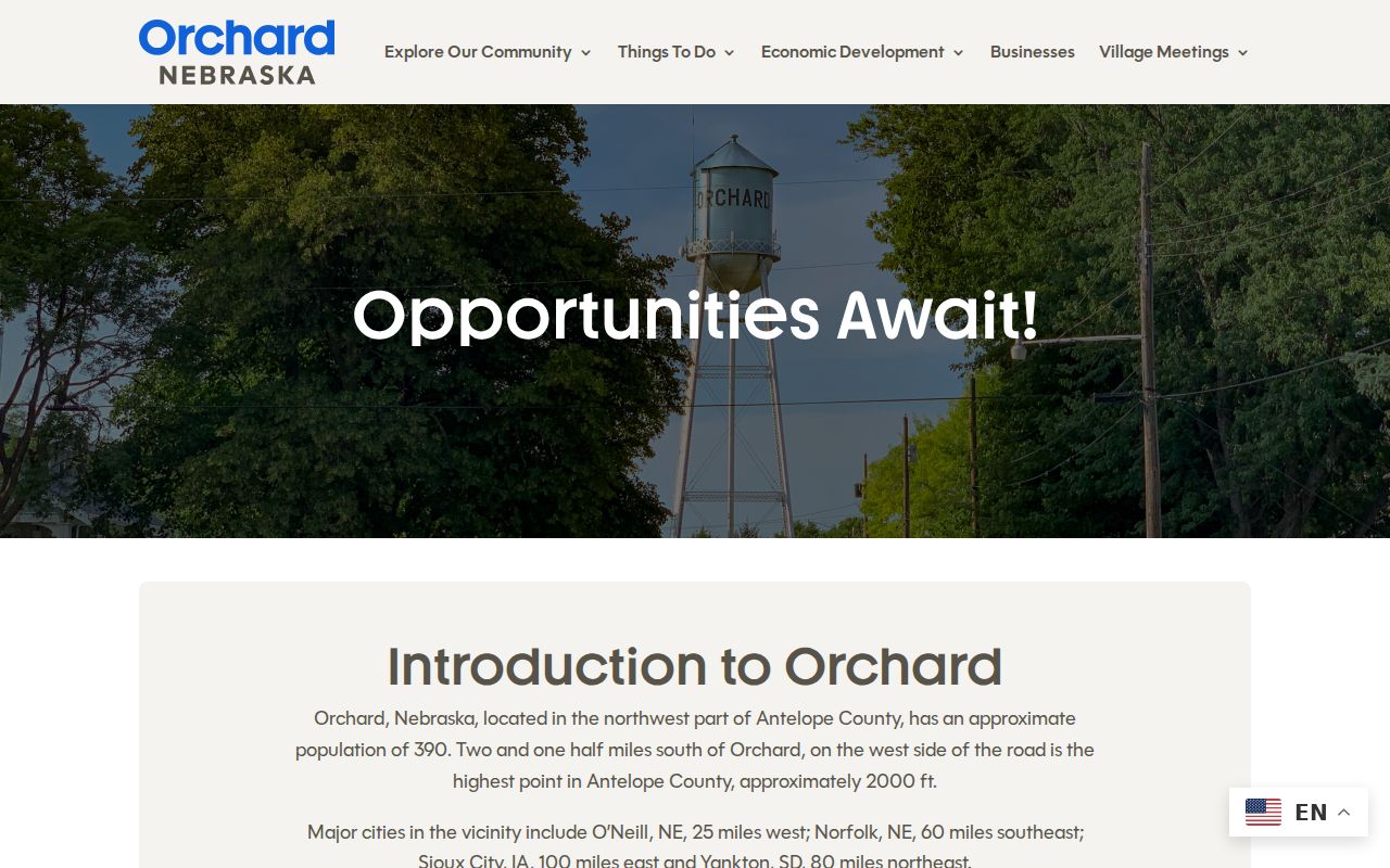 Orchard warrant search reference showing the official village page